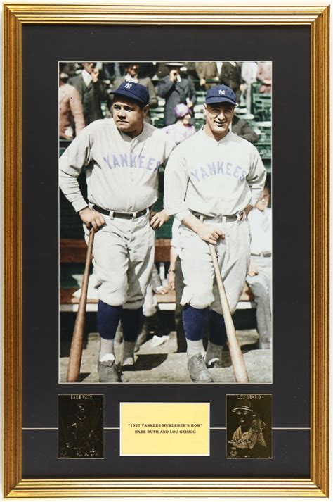 Babe Ruth And Lou Gehrig Murderer S Row Custom Framed Photo Display With 2 23kt Trading Cards