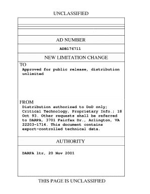 Fillable Online Dtic Distribution Authorized To DoD Only Critical