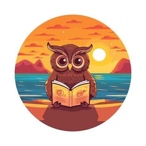 Premium Vector Owl Cute Funny Cartoon Kawaii Watercolor Book Beach