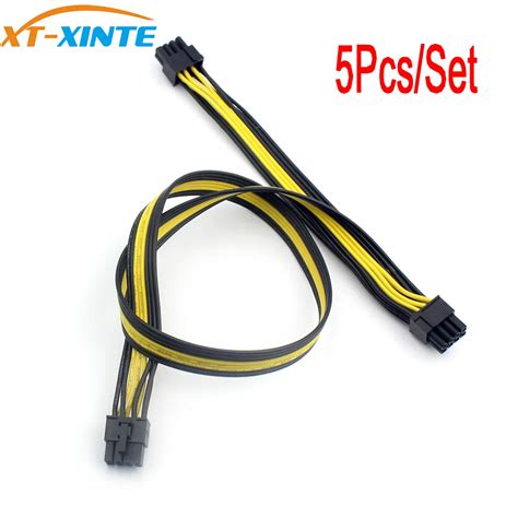 5Pcs 60cm GPU Power Extension Cable Cord 18AWG 8 Pin Male to Dual 8Pin ...