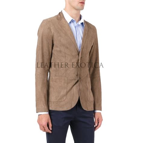 Elegant Suede Leather Men Leather Blazer Leatherexotica