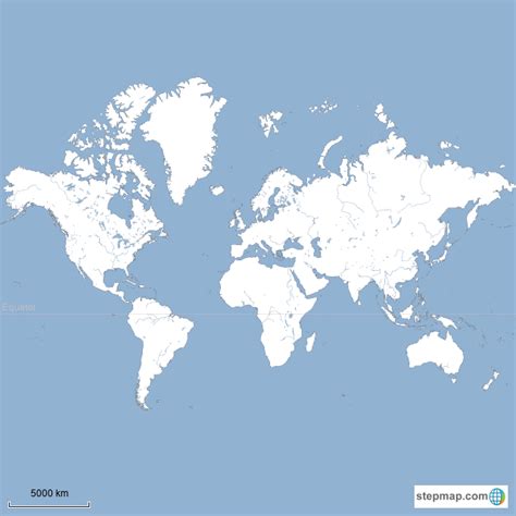 StepMap - Blank world map with rivers - Landkarte für World