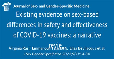 Existing Evidence On Sex Based Differences In Safety And Effectiveness