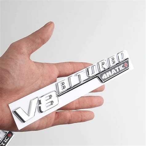 Pc Abs Black Logo V Biturbo Matic Emblem Sticker Car Fender Badge