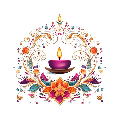 Feliz Diwali Caligrafía Inglesa Con Adornos Decorativos PNG Dibujos