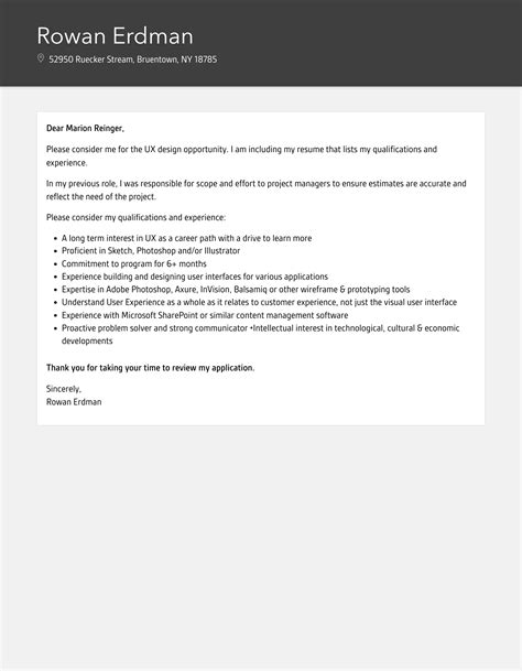 Ux Design Cover Letter Velvet Jobs