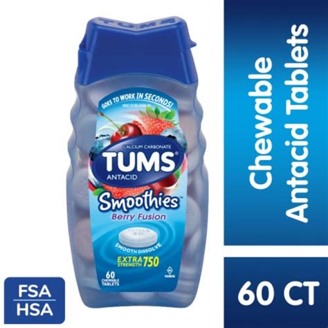 Tums Smoothies Berry Fusion Chewable Antacid Tablets Ct Kroger