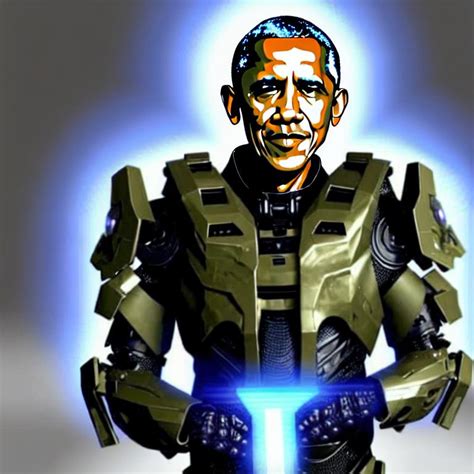 Photorealistic Barack Obama Wearing Halo Armor Openart