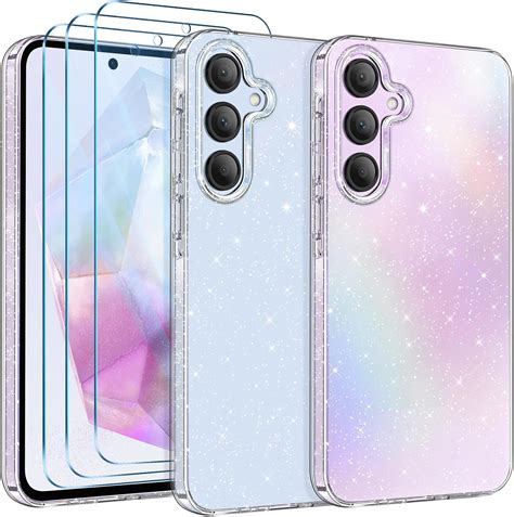 Copike Glitter Case For Samsung Galaxy A35 5g Case With 3 Pack Screen Protector Bling Clear