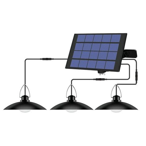 Solar Pendant Light 3 Head Outdoor Waterproof Solar Powered Shed Lights Rechargeable Led Ceiling