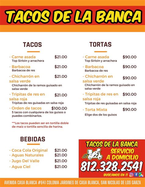 Tacos De La Banca Menu Cristian Soto Flickr