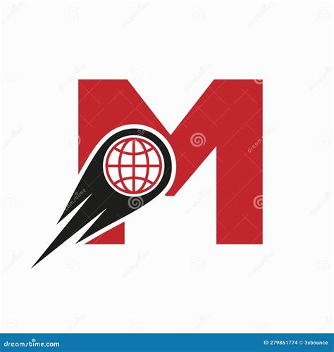 Letter M Logo Concept With Global World Icon Template Stock Vector