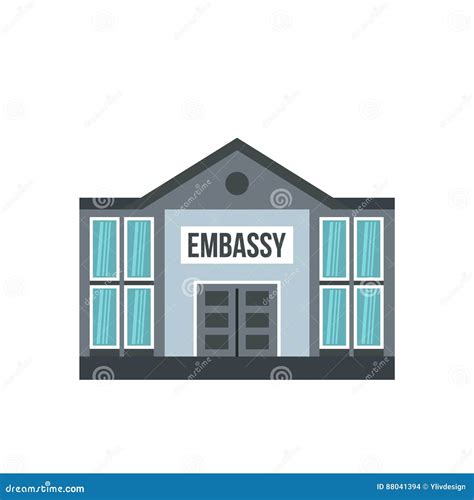 Embassy Icon Flat Style Stock Vector Illustration Of Apply 88041394