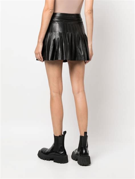 Maje Junia Pleated Leather Mini Skirt In Black ModeSens