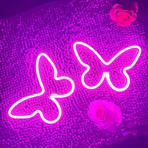 Butterfly Led Neon Signs 2pcs Pink Butterfly Neon Sign Usb Or Battery