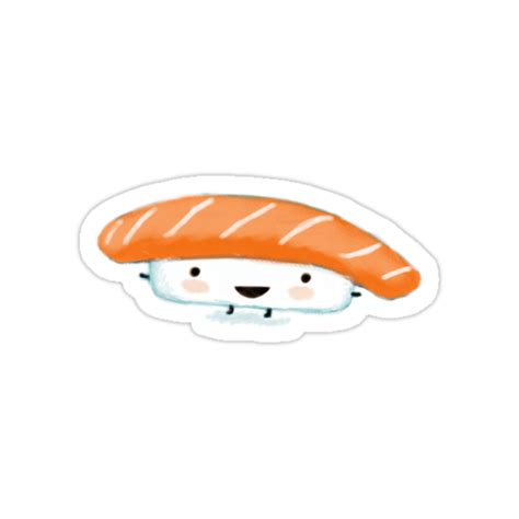 Salmon Sushi Kawaii Character Stickers By Jenn Inashvili Redbubble