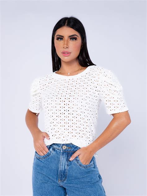 Girl Store Atacado Blusa Blusinha Feminina Manga Bufante Princesa Lese