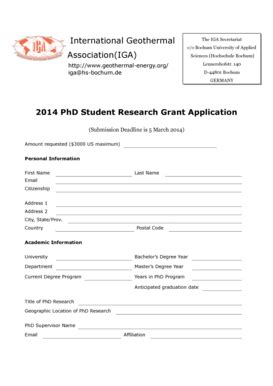 Fillable Online Geothermal Energy 2014 PhD Student Research Grant