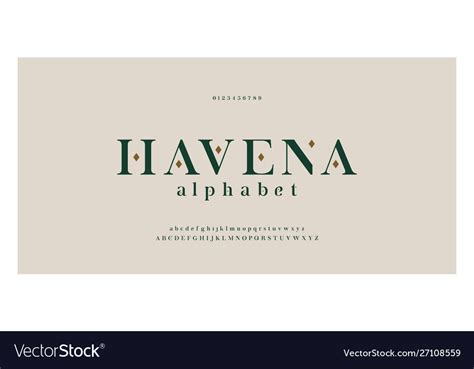 Elegant Alphabet Letters Serif Font And Number Vector Image