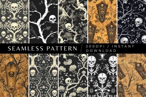 Morgana S Gothic Seamless Patterns Grafica Di Inknfolly Creative Fabrica