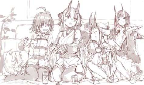 Fujimaru Ritsuka Shuten Douji Tomoe Gozen Fou And Ibaraki Douji Fate And 1 More Drawn By