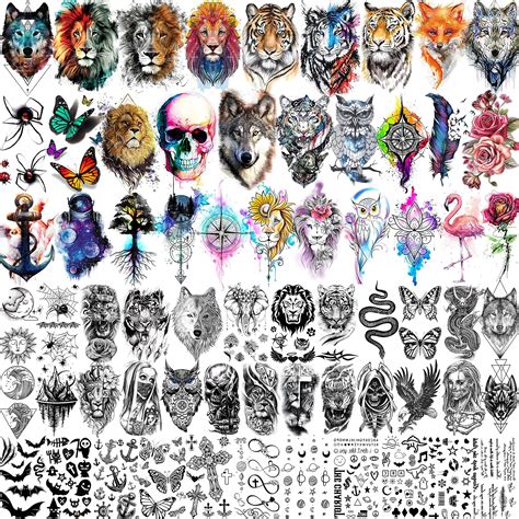 Buy LAROI 66 Sheets Cool Small Black And Multicolor Temporary Tattoos