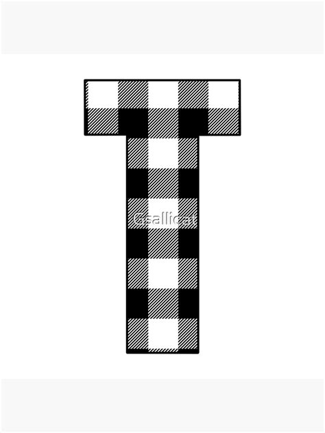 Letter T Monogram Black And White Buffalo Plaid Check Photographic