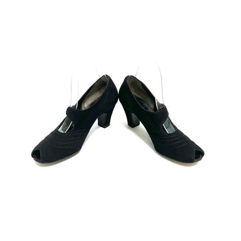 Vintage 1940s Mary Jane Shoes // Black Suede Embroide… - Gem