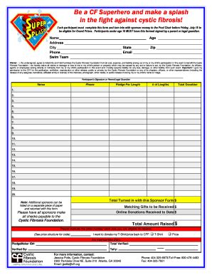 Fillable Online Cff Sponsor Form 2011 Cystic Fibrosis Foundation