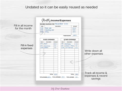 Monthly Income & Expense Tracker Printable Money Tracker - Etsy