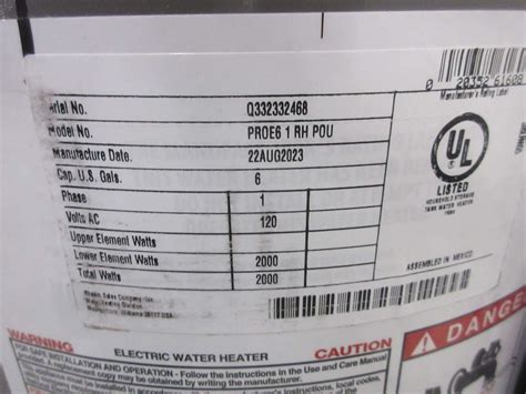 Rheem Gallon Electric Water Heater Part Proe Rh Pou Ebay