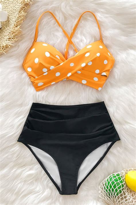 Bikini Set Mit Polka Dot Und High Waist Cupshe Deutschland