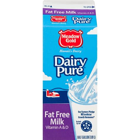 Meadow Gold Dairy Pure Fat Free Milk Half Gallon Walmart