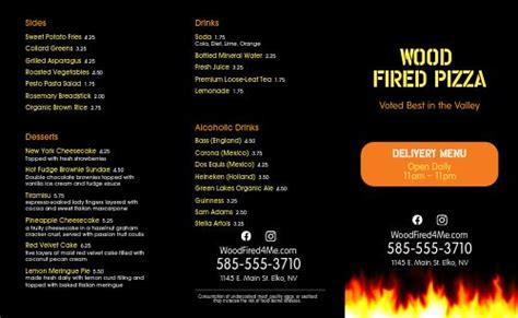 Wood Fired Pizza Delivery Menu Template by MustHaveMenus