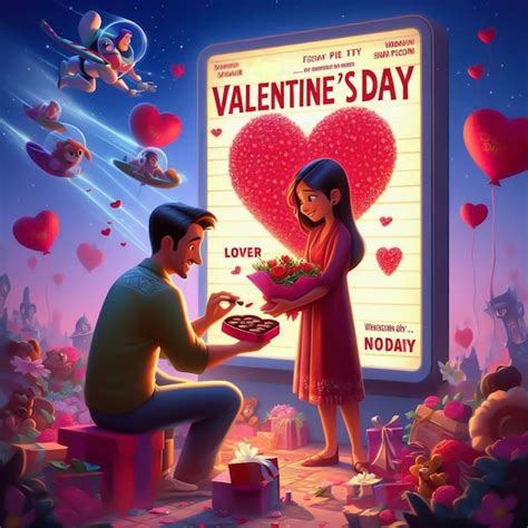 El Póster De Disney Que Dice San Valentín Una Pareja Celebrando El Día