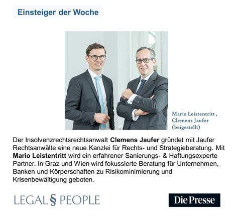 Die Presse Jaufer Rechtsanwälte Als „einsteiger Der Woche“ Jaufer