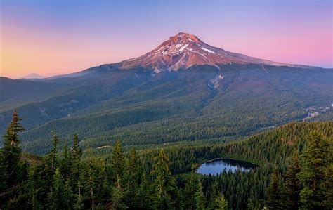 Wallpaper Landscape Forest Mountains Sunset Hill Lake Nature