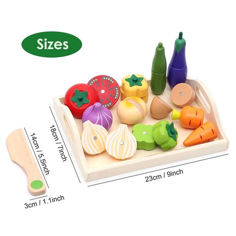 TKB 18 Wooden Fruit Cutting Vegetables Toy Magnetic Wooden Role Play