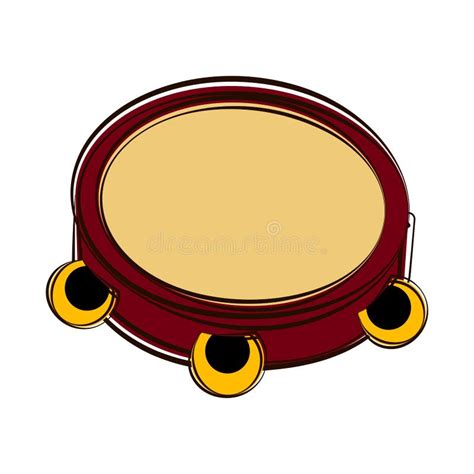 Isolated Tambourine Sketch Musical Instrument Stock Vector