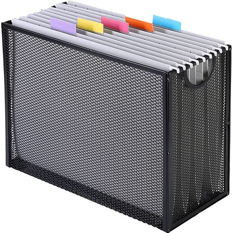 Hanging File Organizer Filing Box Metal Mesh File Crate Desk Organizer