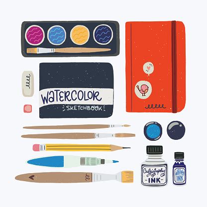 Watercolor Sketching Kit Stock Illustration - Download Image Now - iStock