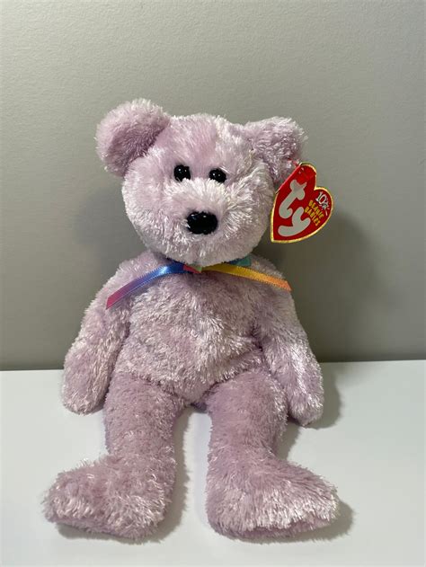 Ty Beanie Baby Sherbet The Bear Purple Version 85 Inch Etsy Uk