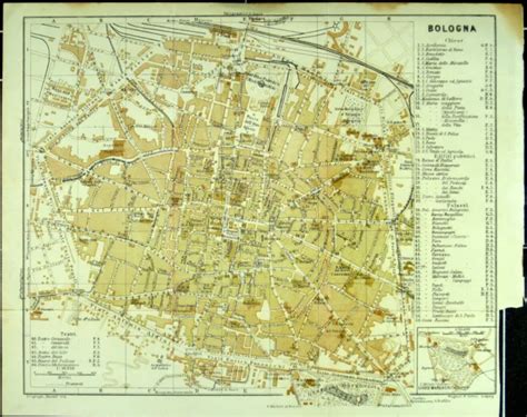 BOLOGNA ALTER STADTPLAN mappa della città vecchia datiert 1931 EUR