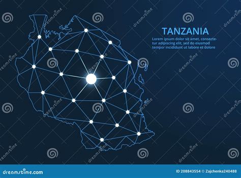 坦桑尼亚通信网络地图 城市灯全局地图的矢量低聚像 以 向量例证 插画 包括有 等高 城市 208843554