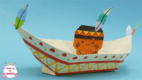 ORIGAMI Canoa de índio Indian canoe Canoa india dobradura