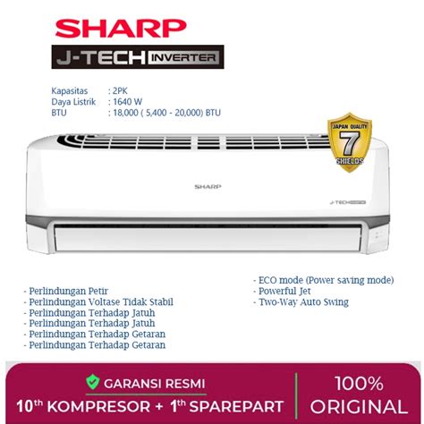 Jual Ac Sharp Inverter 1 2 Pk 1 Pk 1 5 Pk 2 Pk FREE Paket Pasang