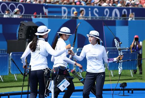 파리올림픽 한국 女 양궁 단체전 8강 1세트 아슬아슬 승리 대만 스포츠조선