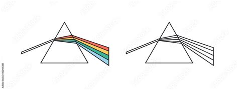 Light Dispersion And Refraction Effect Linear Vector Icon Dispersive Prism Glass Pyramid