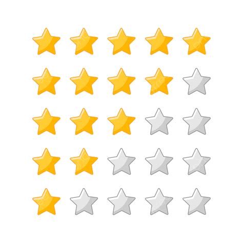 Five Star To Zero Rating Vector Icon Set, Gold Stars, Five Star Rating ...