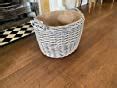 Wovenhill Grey Wash Oval Wicker Log Basket Large Jute Lined Storage